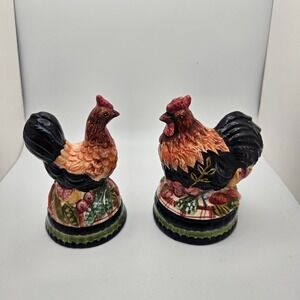 Ceramic‎ Rooster & Hen Salt and Pepper Shakers Farmhouse Country Kitchen Decor